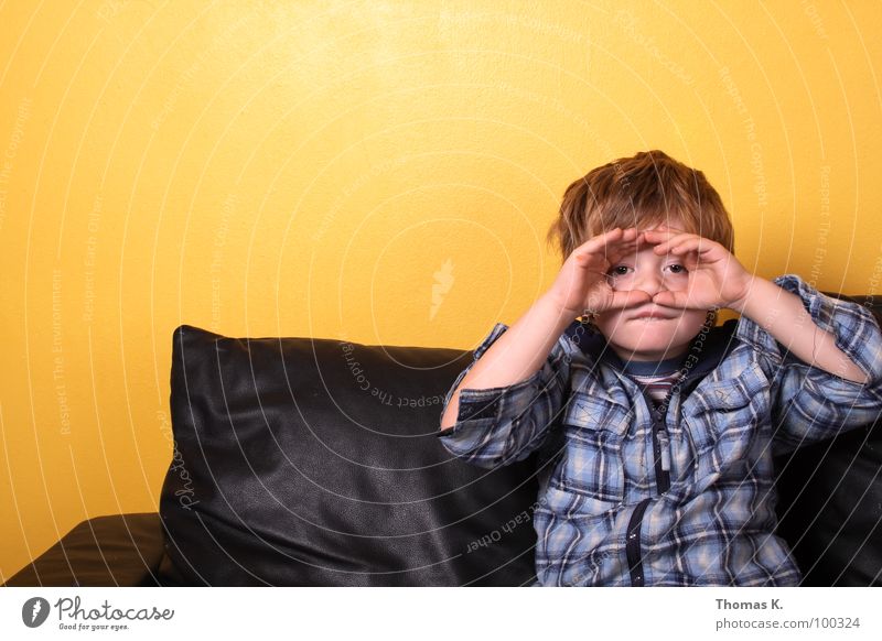 Tele Vision. Colour photo Multicoloured Interior shot Studio shot Copy Space left Copy Space top Neutral Background Day Artificial light Portrait photograph