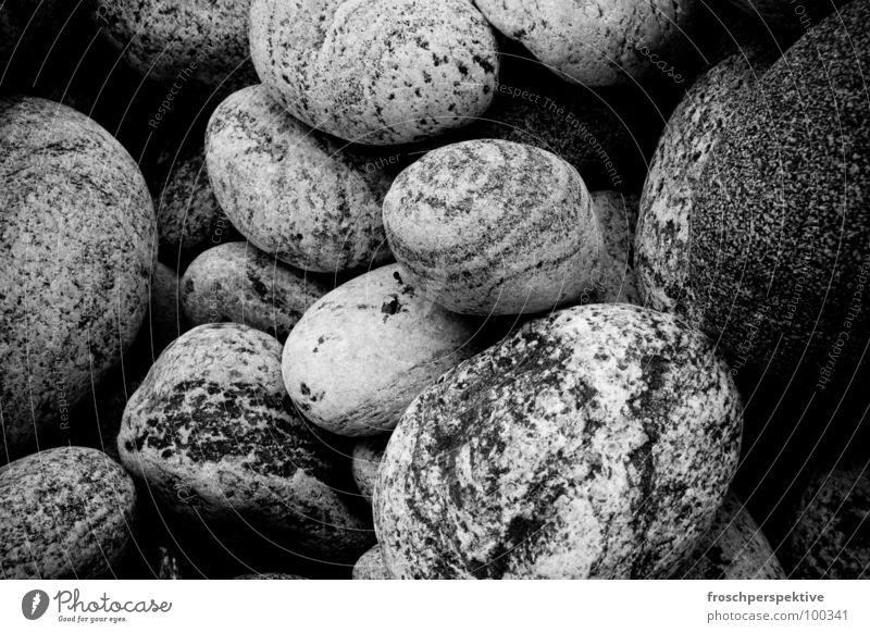 stony thing Stony Beach Pattern Calm Coast Stone Minerals Black & white photo Contrast stones black silence silent