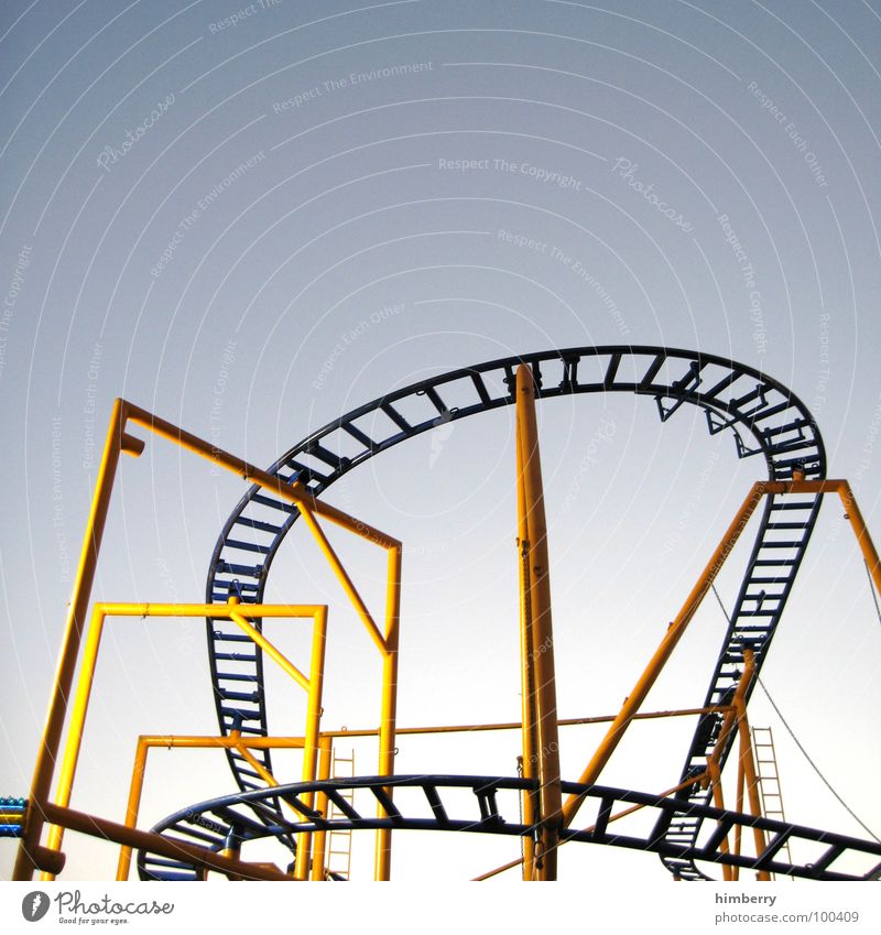 roller coaster time Colour photo Multicoloured Exterior shot Detail Copy Space top Evening Twilight Light Deep depth of field Worm's-eye view Lifestyle Style