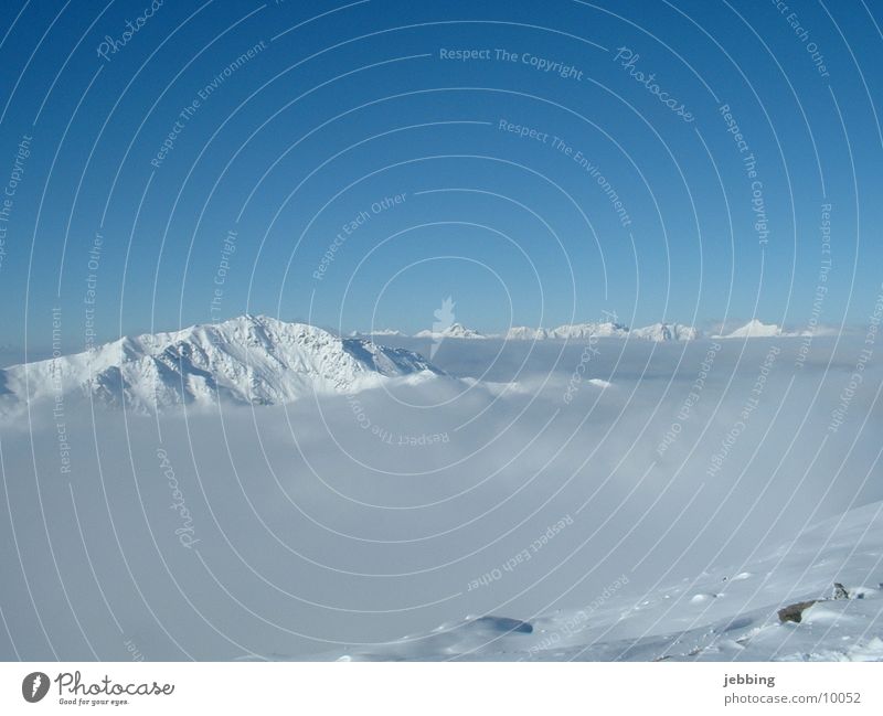 Mountains in the fog Fog Sky Austria Glacier Vantage point Snow Point peak high glacer outlook view vista