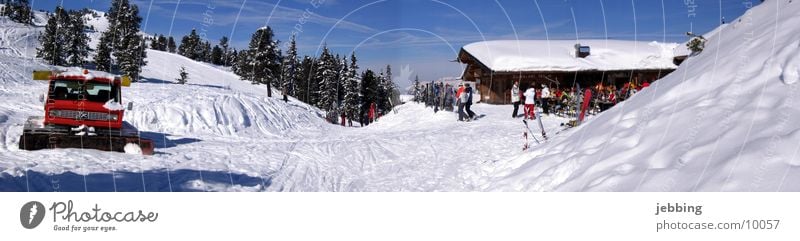 snow caterpillar Winter Austria Après ski Wood Zillertal Fit together Winter sports Snowmobile Europe Hut Alps Skiing Mountain spacecraft Ski run snow groomer