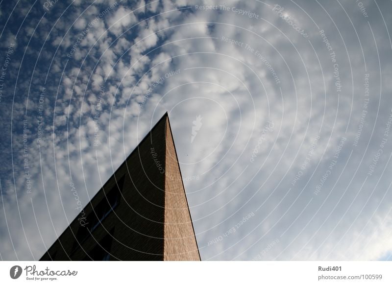 Babel Clouds House (Residential Structure) Triangle Progress Berlin Power Force Sky Blue Corner Point babel Perspective Contrast Shadow