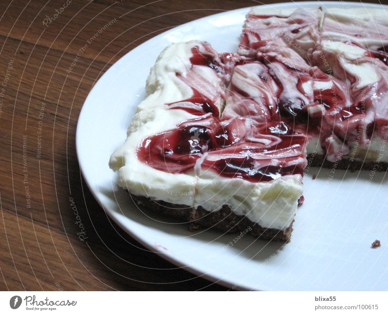 delicious cake (1of3) Cake Cream Cherry Dough Plate Part Creamy Baked goods Birthday Joy smudged Crockery piece Partially visible