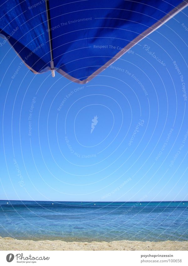 into the blue Ocean Buoy Waves Beach Horizon Vantage point Cold Summer Sunshade Far-off places Vacation & Travel Blue Water sea Mediterranean sea Sky Sand Open