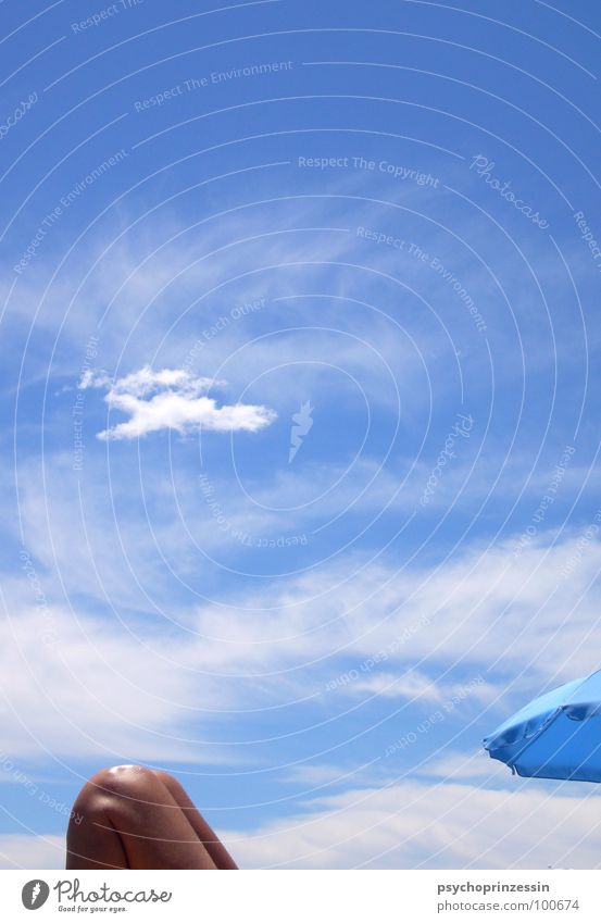 into the blue II Summer Ocean Beach Clouds Knee Sunbathing Vacation & Travel Calm Relaxation Blue Lie Umbrella Shadow Sky Legs Light (Natural Phenomenon)