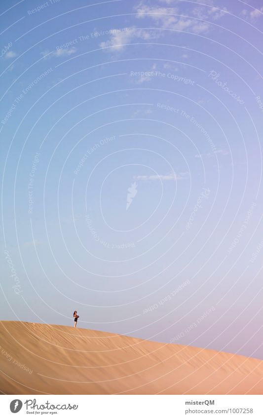 Wandering dune I Lifestyle Environment Nature Climate Climate change Esthetic Contentment Going Loneliness Woman Gloomy Badlands Desert False Idyll Summer