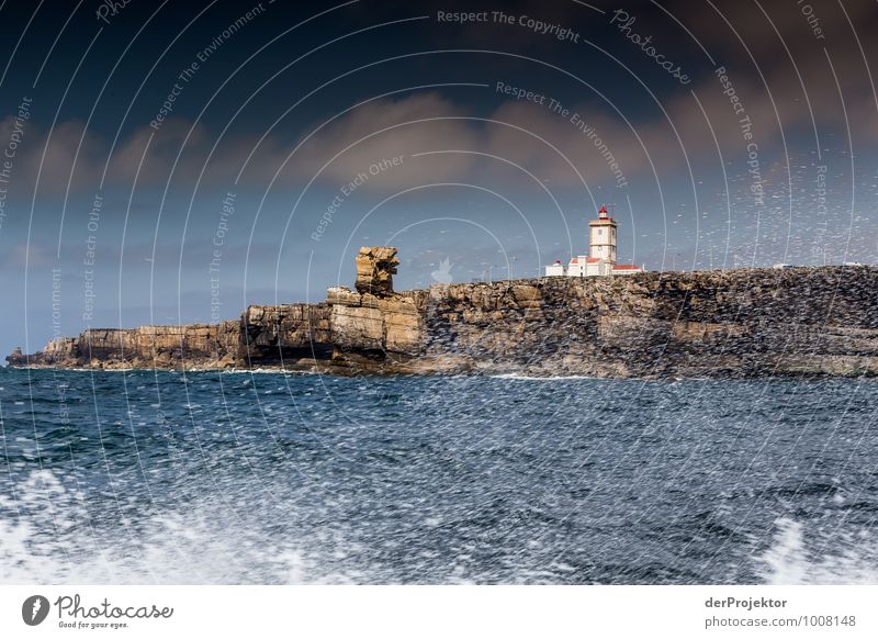 Lighthouse at Cabo Carvoeiro with spray Leisure and hobbies Vacation & Travel Tourism Trip Adventure Far-off places Freedom Summer vacation Waves Environment