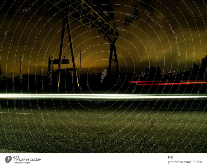 autopista Industry Clouds Night sky Bad weather Transport Street Highway Movement Driving Dark Speed Freeway Industrial district Asphalt Tracer path Brake light