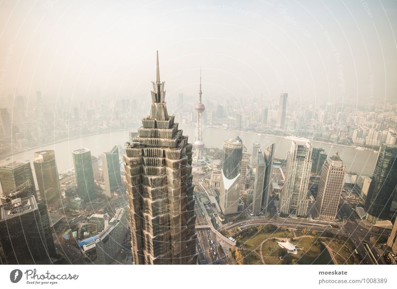 Shanghai Pu Dong China Asia Town Downtown Skyline Populated House (Residential Structure) High-rise Bank building Tower Gigantic Modern Gray Colour photo