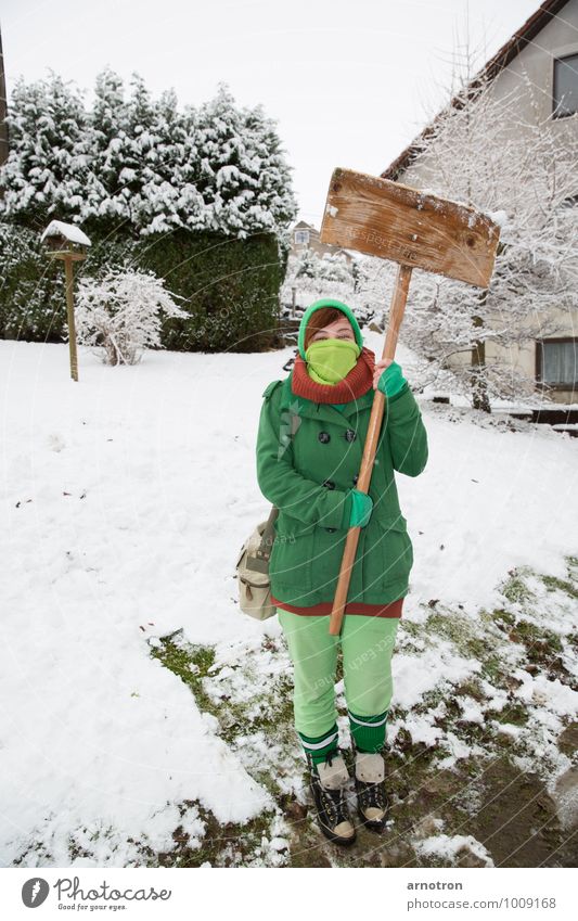 Schneegida - Path with the White Mass Hair and hairstyles Human being Feminine Young woman Youth (Young adults) 1 18 - 30 years Adults Snow Tree Bushes Meadow