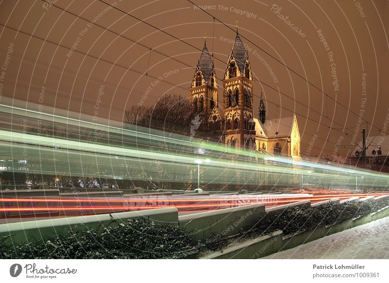 Freiburg Winter Night Architecture Night sky Snow Canton Freiburg Germany Europe Small Town Downtown Church Manmade structures Landmark Herz Jesu Chruch