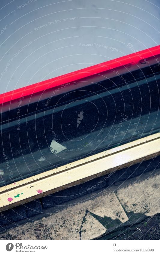 look down Ground Window pane Neon light Dirty Red Colour Decline Colour photo Exterior shot Abstract Deserted Day