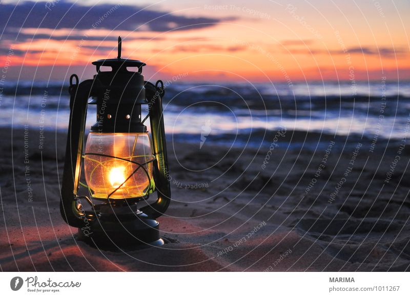 Oil lamp in the sunset Relaxation Calm Vacation & Travel Tourism Sun Beach Ocean Island Lamp Nature Landscape Sand Water Clouds Warmth Coast Baltic Sea Blue