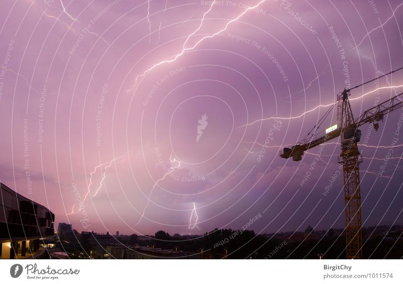 thunderstorms Environment Nature Bad weather Storm Thunder and lightning Lightning Uniqueness Exterior shot Deserted Night Wide angle