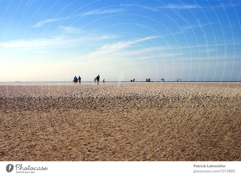 Beach Walker Langeoog Human being Adults Body Group Nature Landscape Sand Sky Summer Beautiful weather Coast North Sea Island East frisian island Federal eagle