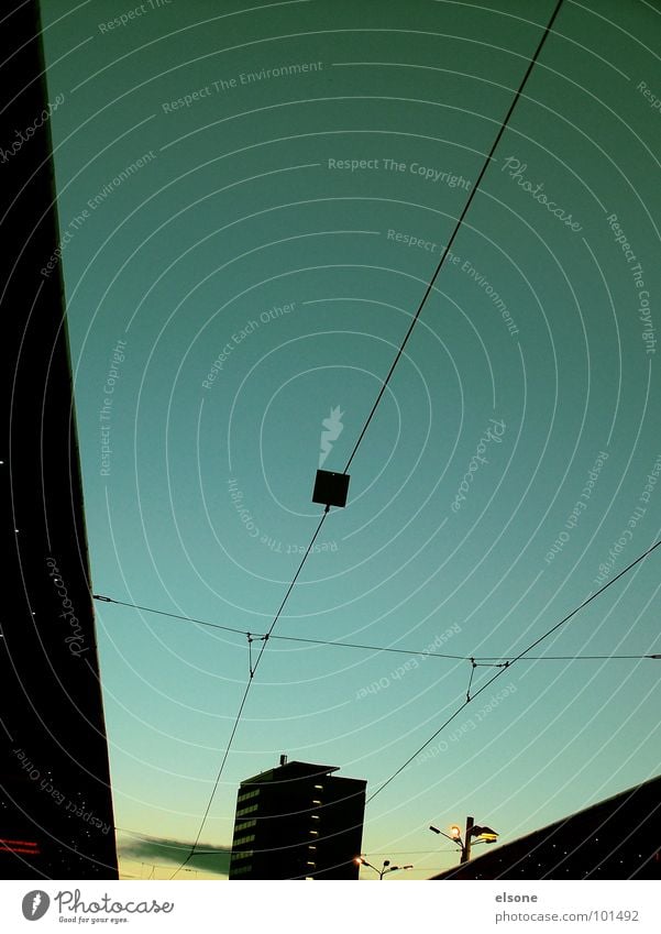 sunrise Town Transport Tram Square Black Yellow Green Night Sunrise Morning High-rise House (Residential Structure) Germany Chemnitz Dresden Riesa East Zone