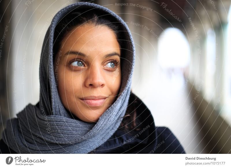 Looking ahead Feminine Young woman Youth (Young adults) Face 1 Human being 18 - 30 years Adults Tunnel Architecture Facade Balcony Terrace Tourist Attraction