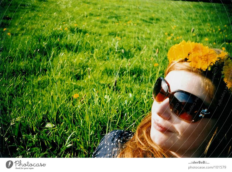 flower girl Green Yellow Meadow Sunglasses Analog Lomography Colour Dandelion sunglasses smile