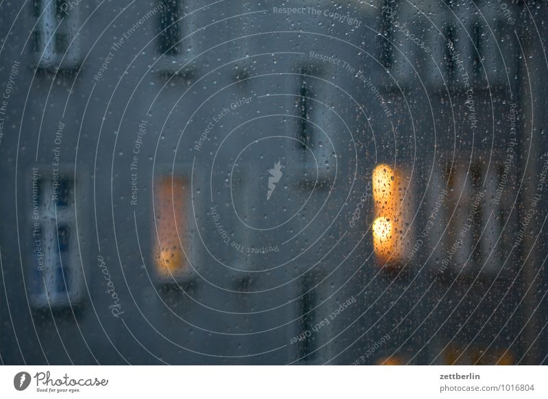 The same rain on the same evening Evening Dark Window House (Residential Structure) Autumn rear building Rain Rainwater Living or residing Apartment Building