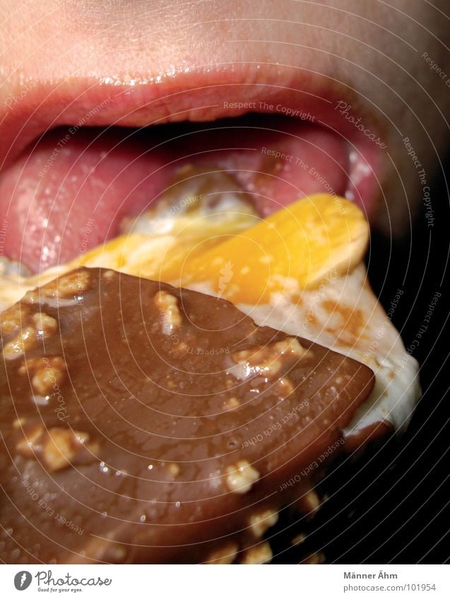 bite me... Lick To enjoy Nut Candy Woman Summer Ice Mouth chocolate Tongue ice stick Eating Ice cream