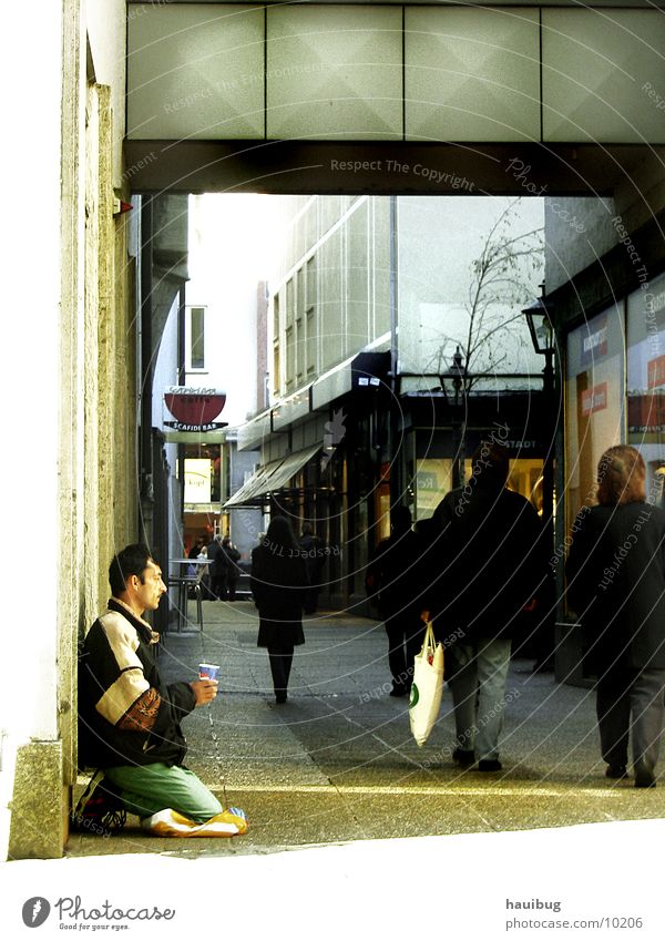 Lonely in the street#2 Loneliness Empty Think Panhandler Man ponder Corner Arm