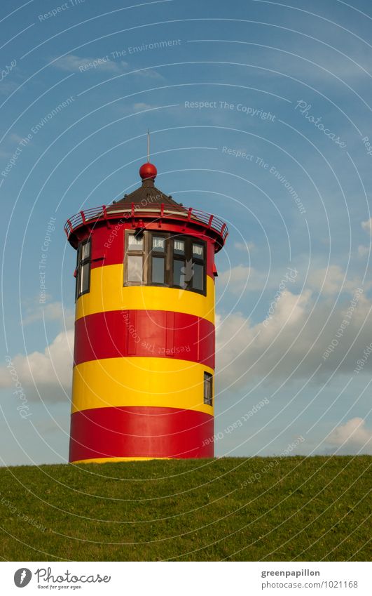 Guckuck - Pilsum lighthouse behind dike Vacation & Travel Tourism Trip Sightseeing Cycling tour Summer Summer vacation Beach Ocean Waves Hiking Environment