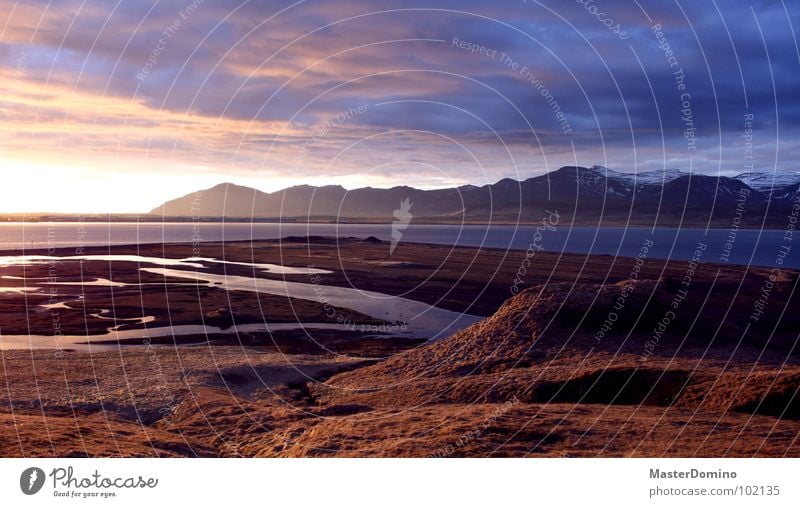 Hvalfjörður Clouds Grass Hill Lake Ocean Iceland Sunset Light Diffuse Dusk Calm Reflection Mountain Fjord Sky Water Evening Peace Snow