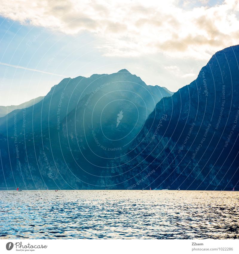 lago di garda Vacation & Travel Tourism Far-off places Summer Summer vacation Sun Environment Nature Landscape Water Sky only Storm clouds Sunlight