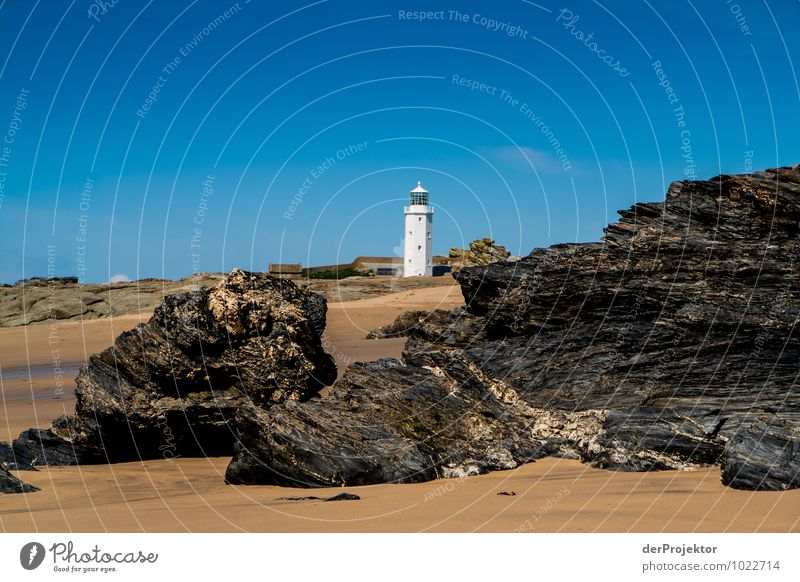 Lighthouse in Cornwall with rocks in the foreground Leisure and hobbies Vacation & Travel Tourism Trip Adventure Far-off places Freedom Environment Nature