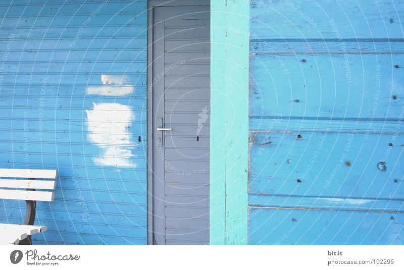 BLUE, BLUE, BLUE is all I have Blue tone Copy Space boards Scandinavian Epidemic Calm hut corona door Entrance at home Beach hut Gardenhouse Cozy Empty Seat