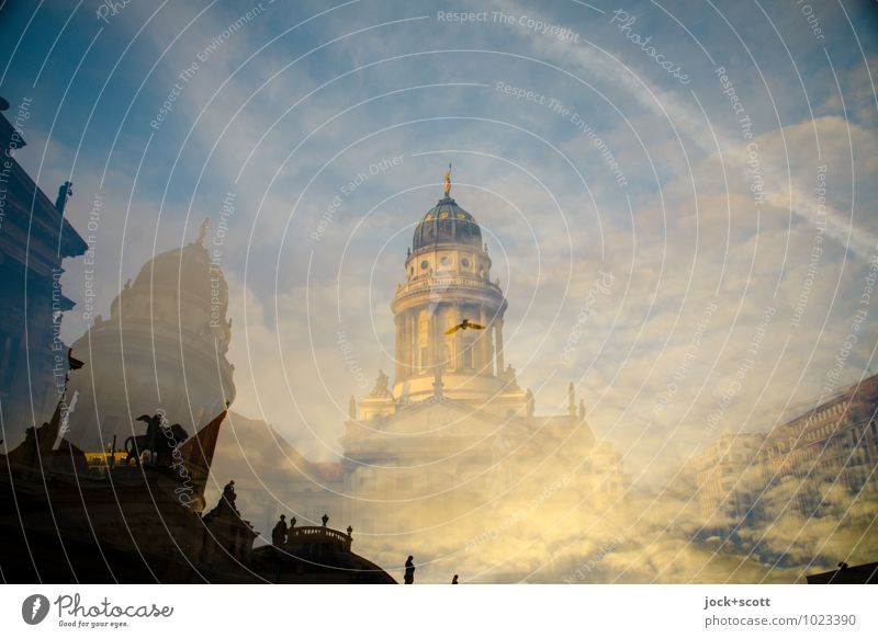 1200m center sight Clouds Gendarmenmarkt Historic Inspiration Surrealism Double exposure Visual spectacle Vapor trail Flight of the birds Reaction Illusion