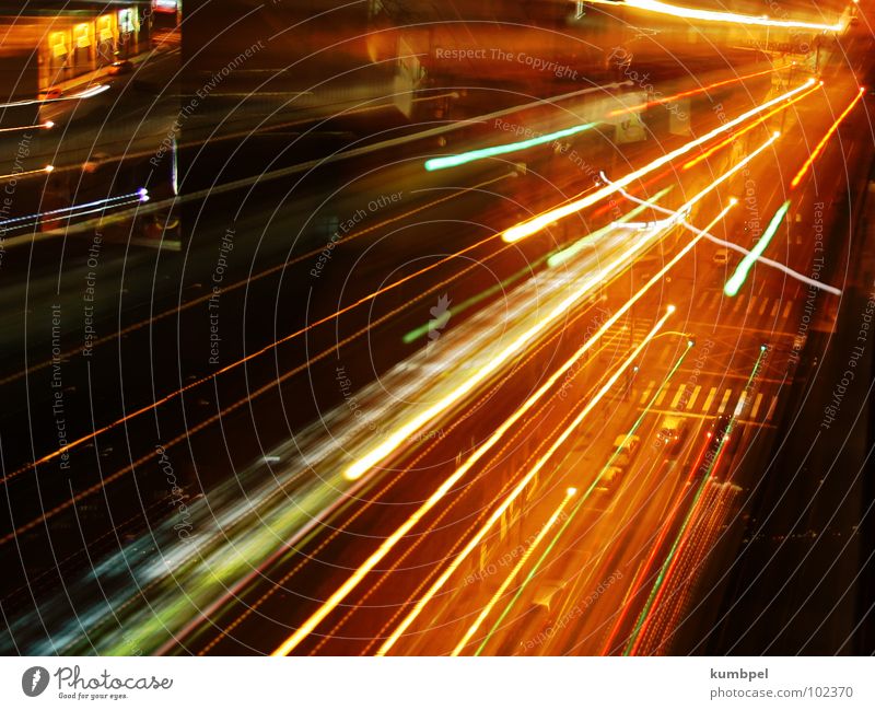 Lines of light Night Light Long exposure Exposure Zebra crossing Street Car Beam of light Dynamics