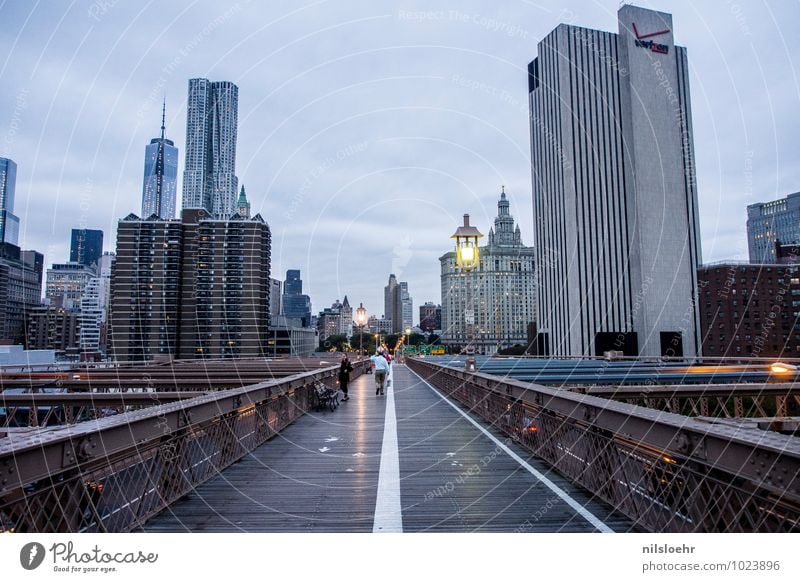 good morning NY New York City Town Skyline House (Residential Structure) High-rise Bridge Lanes & trails Esthetic Blue Brown Gray Success Far-off places