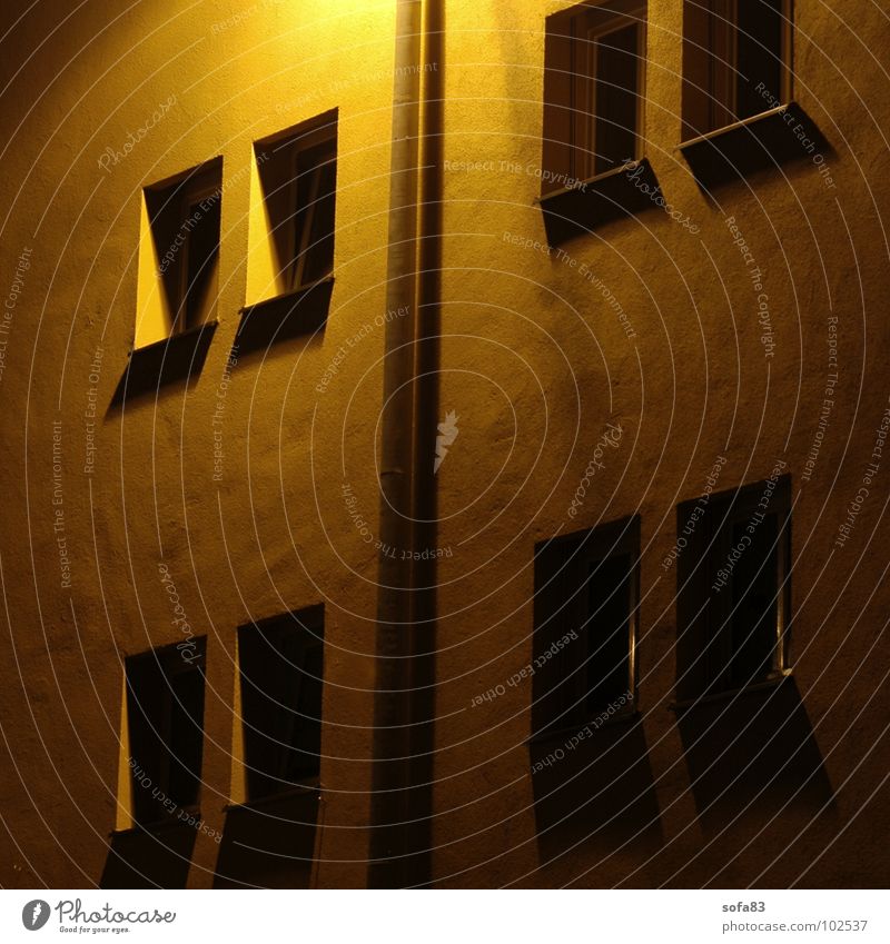 old people's home Night House (Residential Structure) Repelled Window Yellow Building Detail Long exposure Loneliness