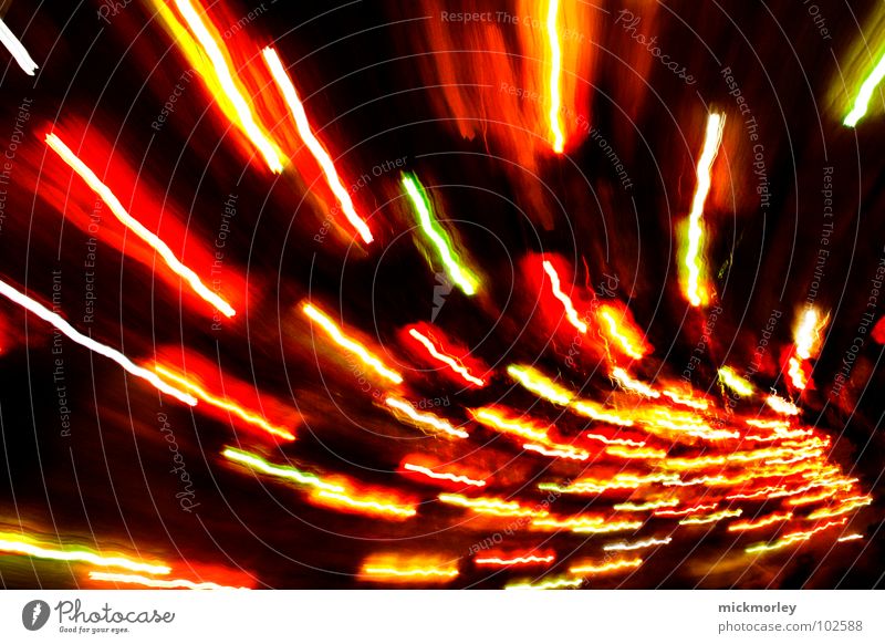 light sperm Light Giddy Stripe Red Yellow Night Exposure Long exposure Speed Perspective Lighting design Light art Artificial light Strip of light