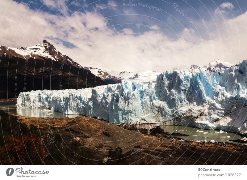 Glacier Perito Moreno in Patagonia of Argentina Vacation & Travel Tourism Trip Far-off places Environment Nature Landscape Ice Frost Mountain Lakeside Adventure