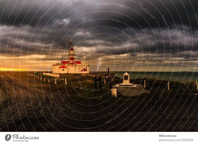 Lighthouse in the Tierra del Fuego of Argentina Trip City trip Cruise Clouds Storm clouds Bad weather Wind Gale Thunder and lightning River bank Ocean ushuaia