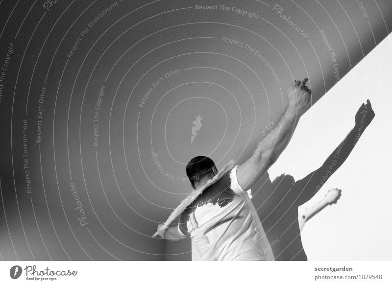 middle finger angel. Joy Room Carnival Masculine Young man Youth (Young adults) 1 Human being 30 - 45 years Adults Sign Angel Flying Bright Trashy Crazy Anger