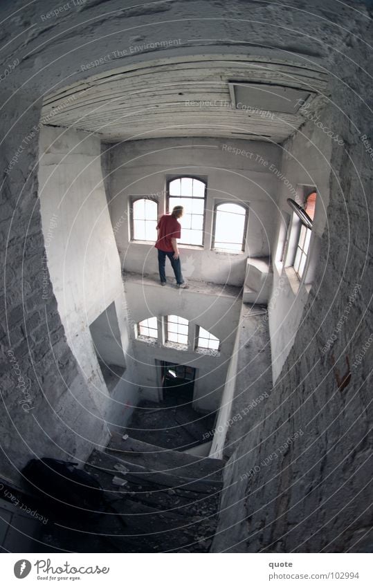 second floor Fisheye Red Cold Summer Window Light Tumbledown Brewery Deep Dangerous Entrance Hatch Audience Derelict Berlin Room Tall Blue Dirty Loneliness