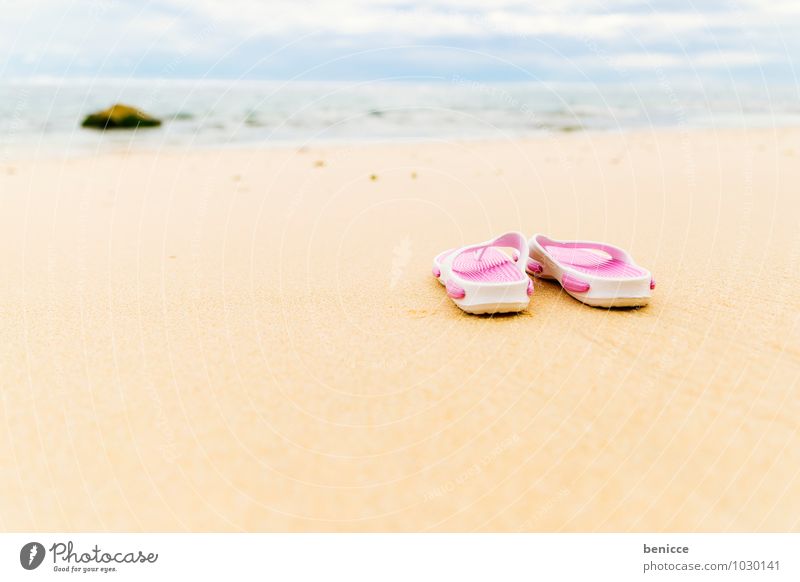 Finally on the beach again Flip-flops Sun Beach Sand Ocean Coast Asia Bali Indonesia Vacation & Travel Sandal Pink Deserted Travel photography Summer vacation