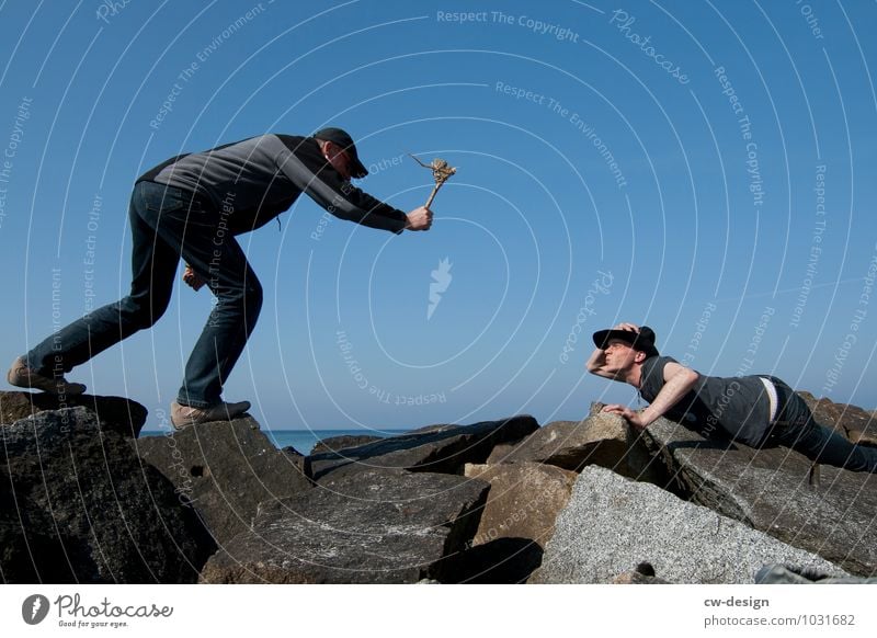 The rough breath of the sea Leisure and hobbies Adventure Freedom Safari Hunter Human being Young man Youth (Young adults) Man Adults Life 2 18 - 30 years