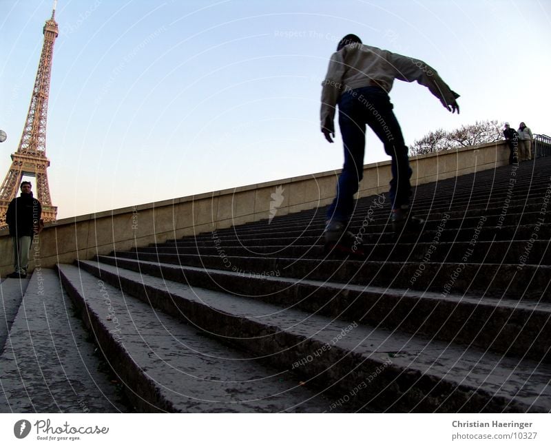 skater Paris France Eiffel Tower Inline skating Europe Stairs