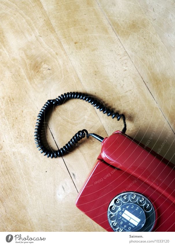 oldschool Telecommunications Telephone To call someone (telephone) Old Retro Communicate Table Receiver Rotary dial Digits and numbers Multicoloured Detail