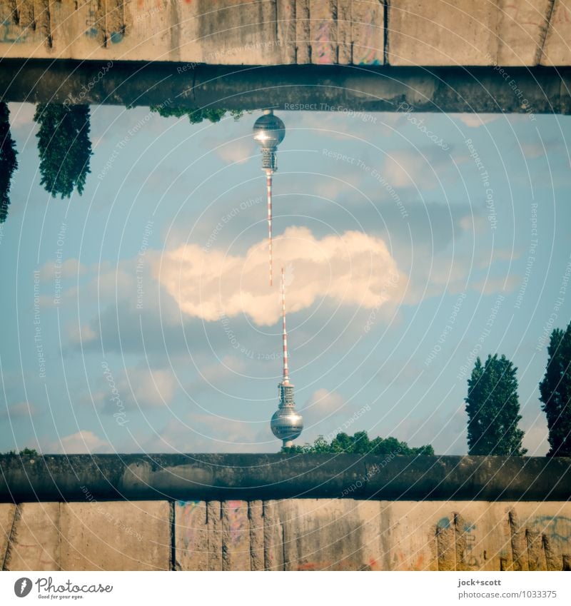 pincushions GDR Clouds Tree Downtown Berlin The Wall Berlin TV Tower Original Willpower Surrealism Symmetry Irritation Double exposure Pincushion Illusion