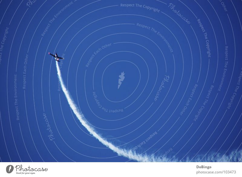 upswing Airplane Aerobatics Tails White Clouds Panic Acceleration Fear Summer Aviation Roller coaster Smoke Sky Blue Line Steam Wing Upward Beautiful weather