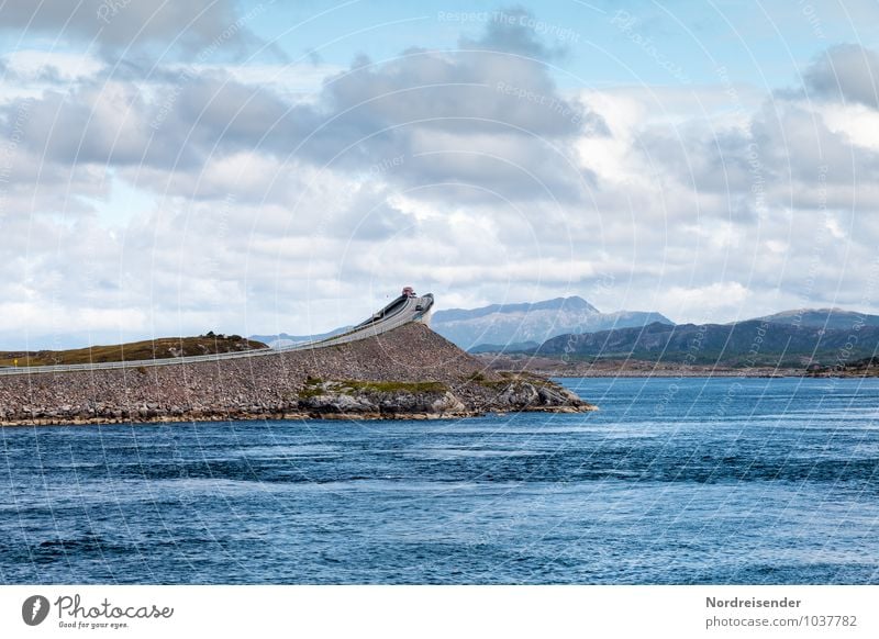 Atlantic road Vacation & Travel Tourism Far-off places Ocean Landscape Elements Water Sky Clouds Rock Mountain Coast Fjord Bridge Manmade structures