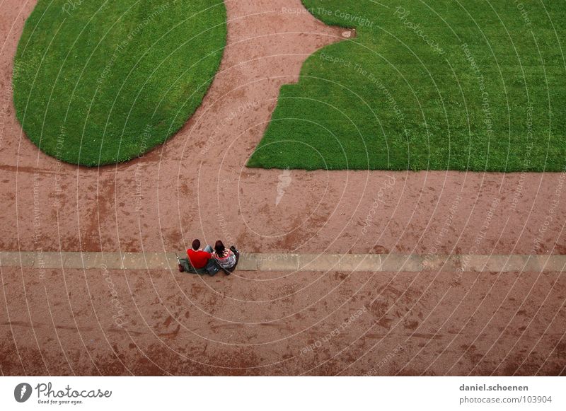 rest Break Abstract Dresden Zwinger Tourist Red Green 2 Together Calm Park Garden Couple Lawn Perspective Vacation & Travel Structures and shapes In pairs