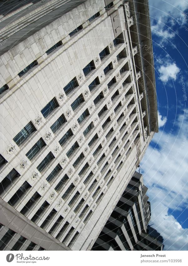 House in London House (Residential Structure) Sky Clouds Great Britain Europe Town Capital city High-rise Building Architecture Facade Modern Blue Gray