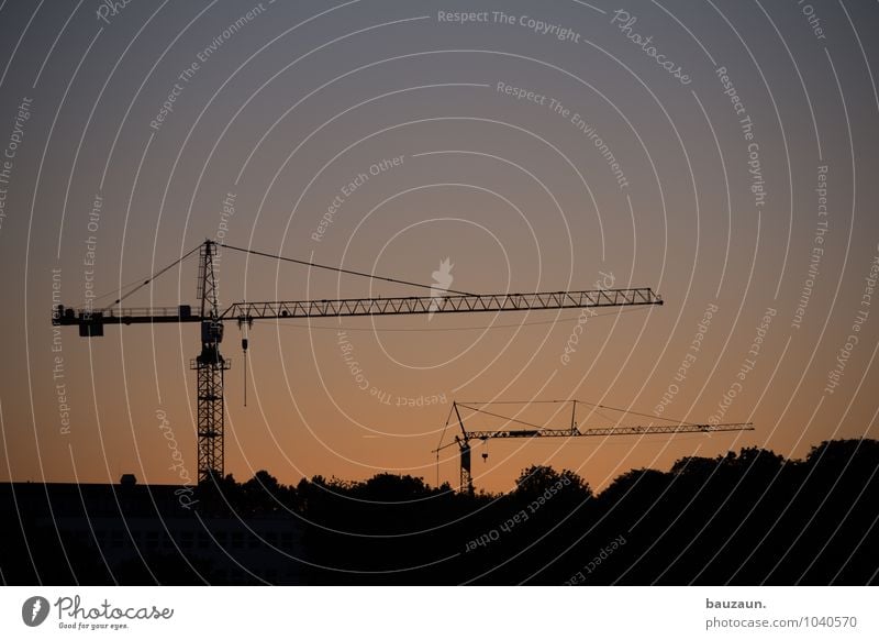 right-heavy romantic. Construction site Machinery Industry Environment Nature Landscape Sun Sunrise Sunset Summer Beautiful weather Tree Garden Park Town