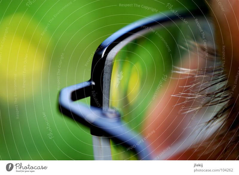 ray of hope Eyeglasses Looking Transparent Eyelash Green Screw Black Glass Breakage Hanger Invention Yellow Macro (Extreme close-up) Close-up Craft (trade)